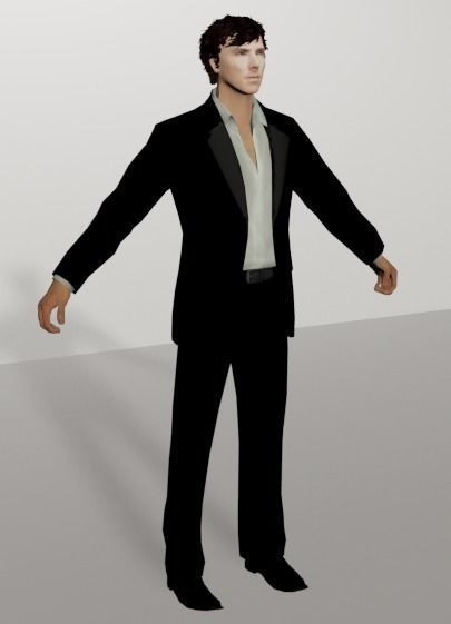 Sherlock - Benedict Cumberbatch Low-poly 3D model_3