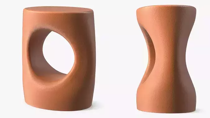 Sculptural Atoll Side Table with Cutout Brown 3D model