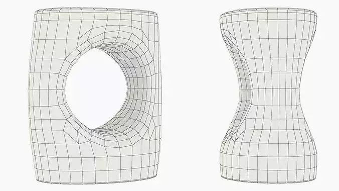 Sculptural Atoll Side Table with Cutout Brown 3D model 7