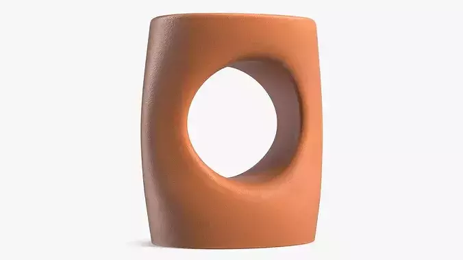 Sculptural Atoll Side Table with Cutout Brown 3D model 2