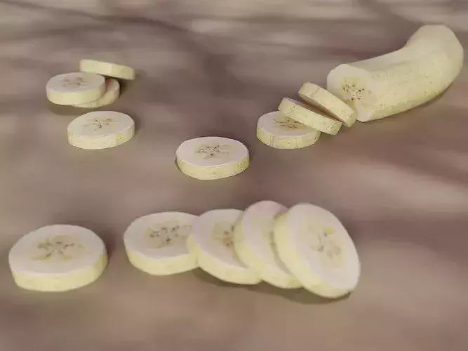 Photorealistic Sliced Banana 3D Model - Fruit