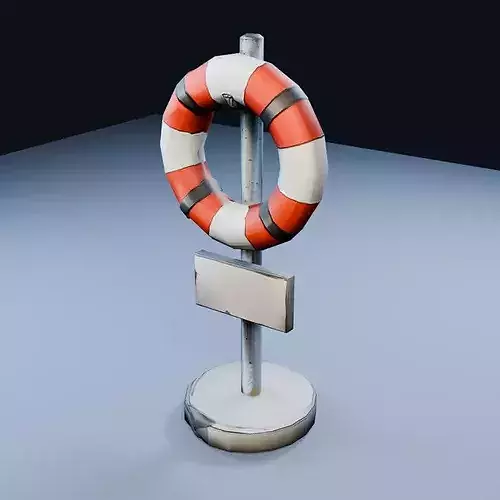 Life Preserver Station Low Poly PBR Game Asset