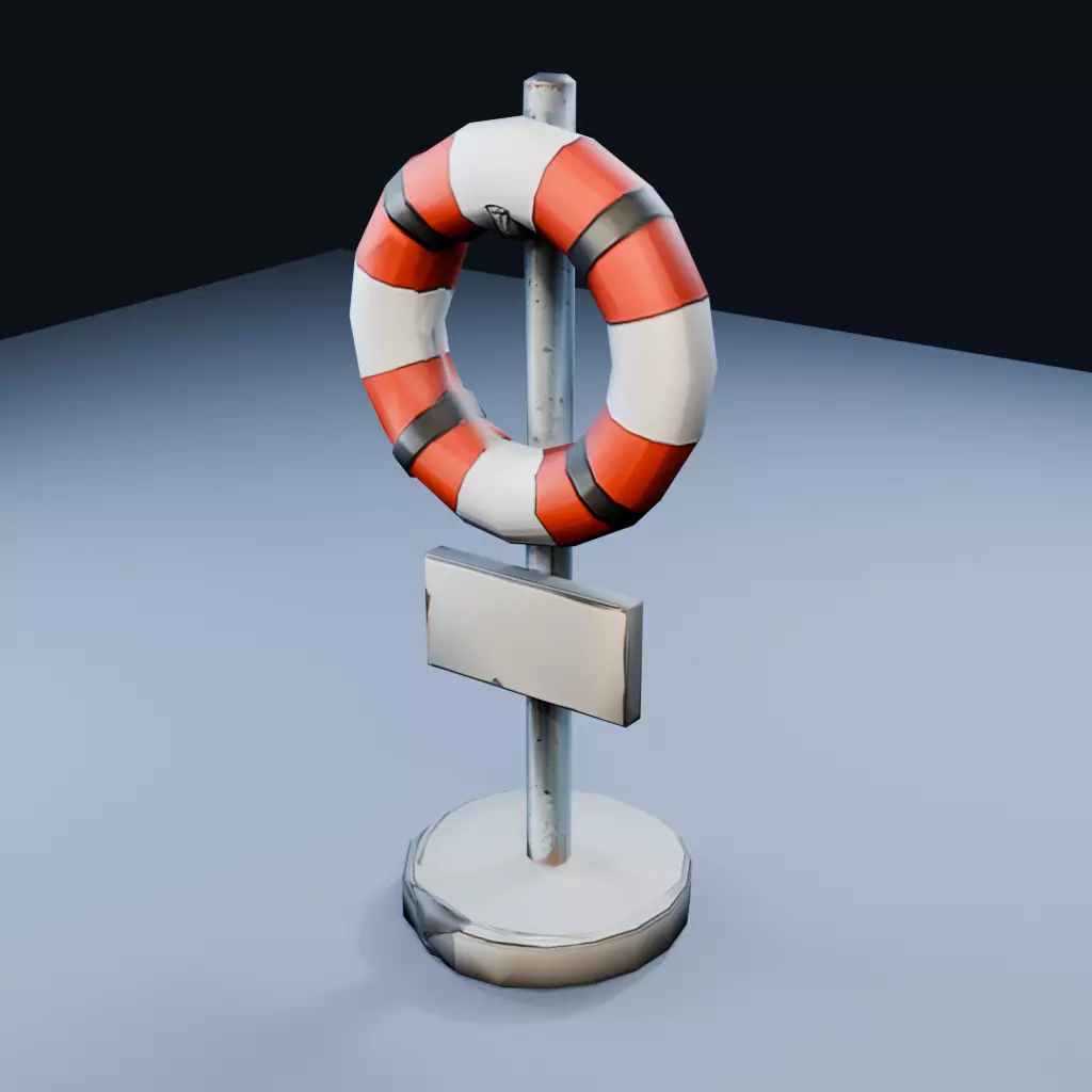 Life Preserver Station Low Poly PBR Game Asset Low-poly 3D model