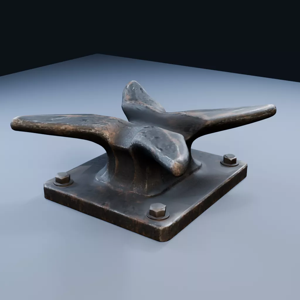 Large Mooring Cleat Low Poly PBR Game Asset Low-poly 3D model