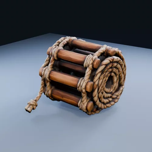 Rolled Rope Ladder Low Poly PBR Game Asset
