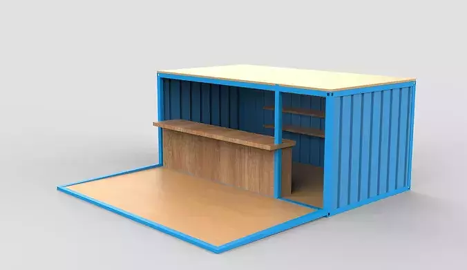 Container Cafe 01 3D model 4