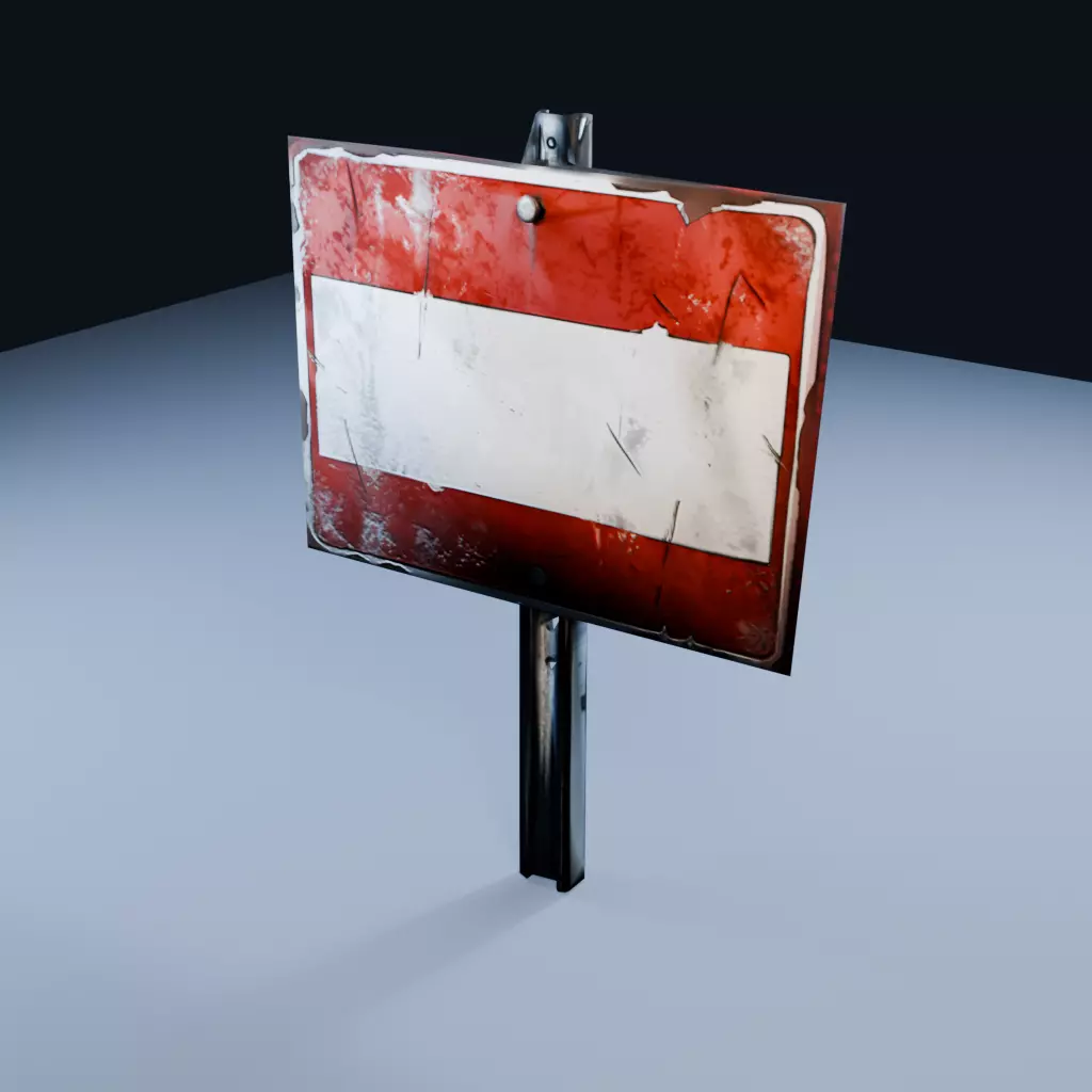 Blank Storm Warning Sign Low Poly PBR Game Asset Low-poly 3D model