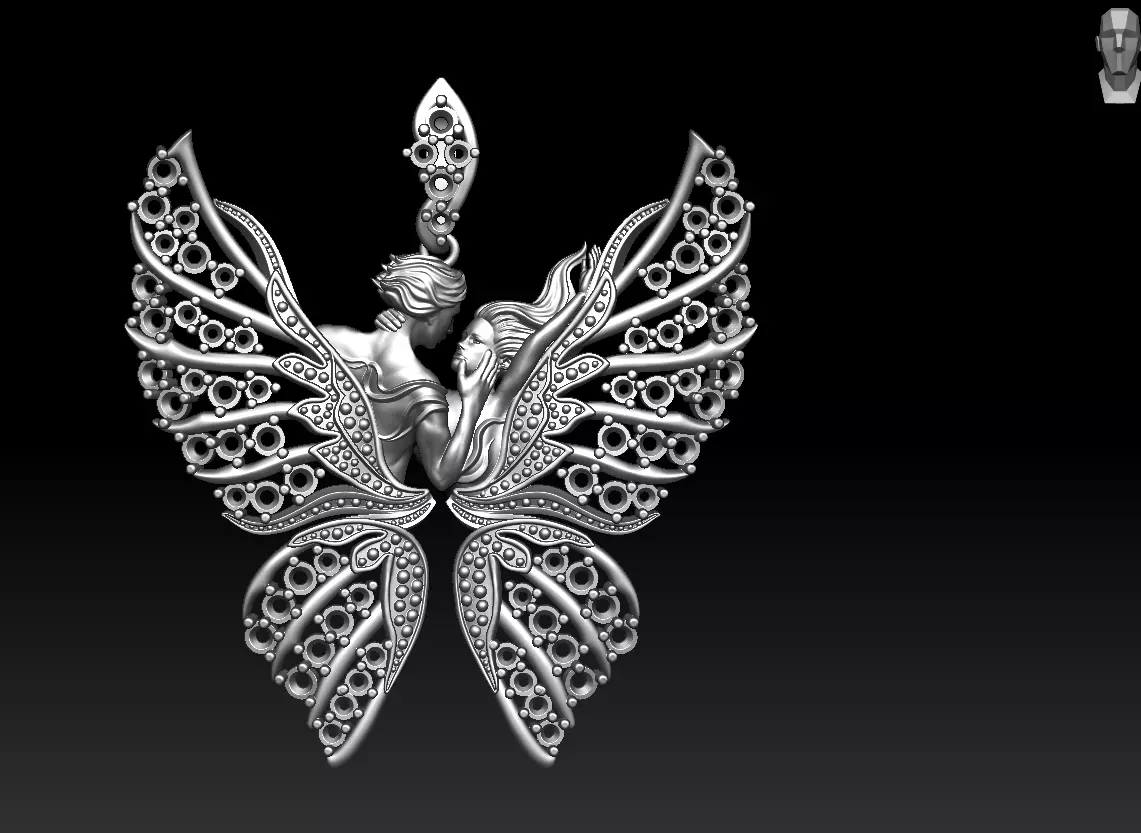 Premium Butterfly Romance Pendant STL 3D print model