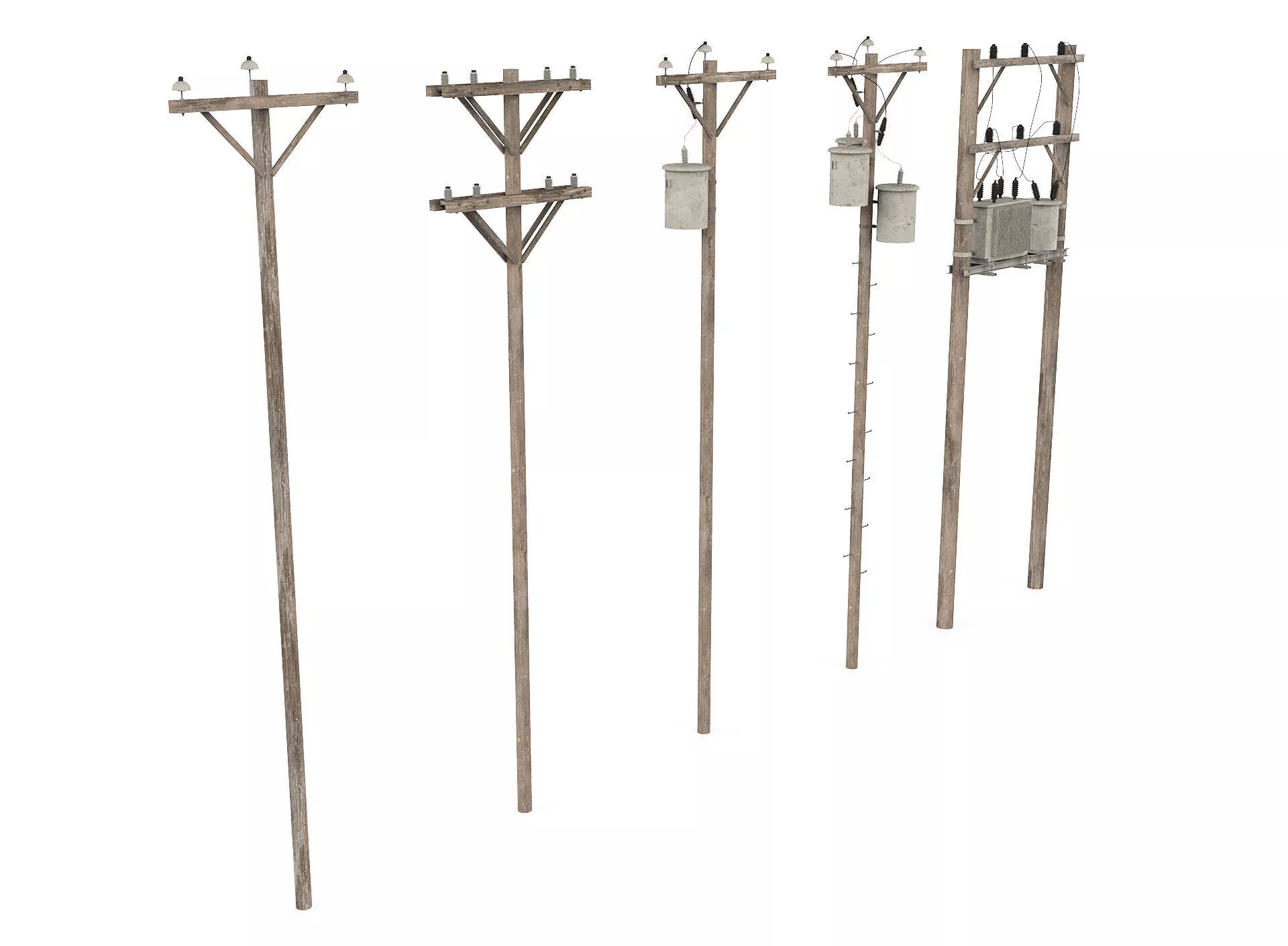 Electric Pole Wooden Low-poly 3D model