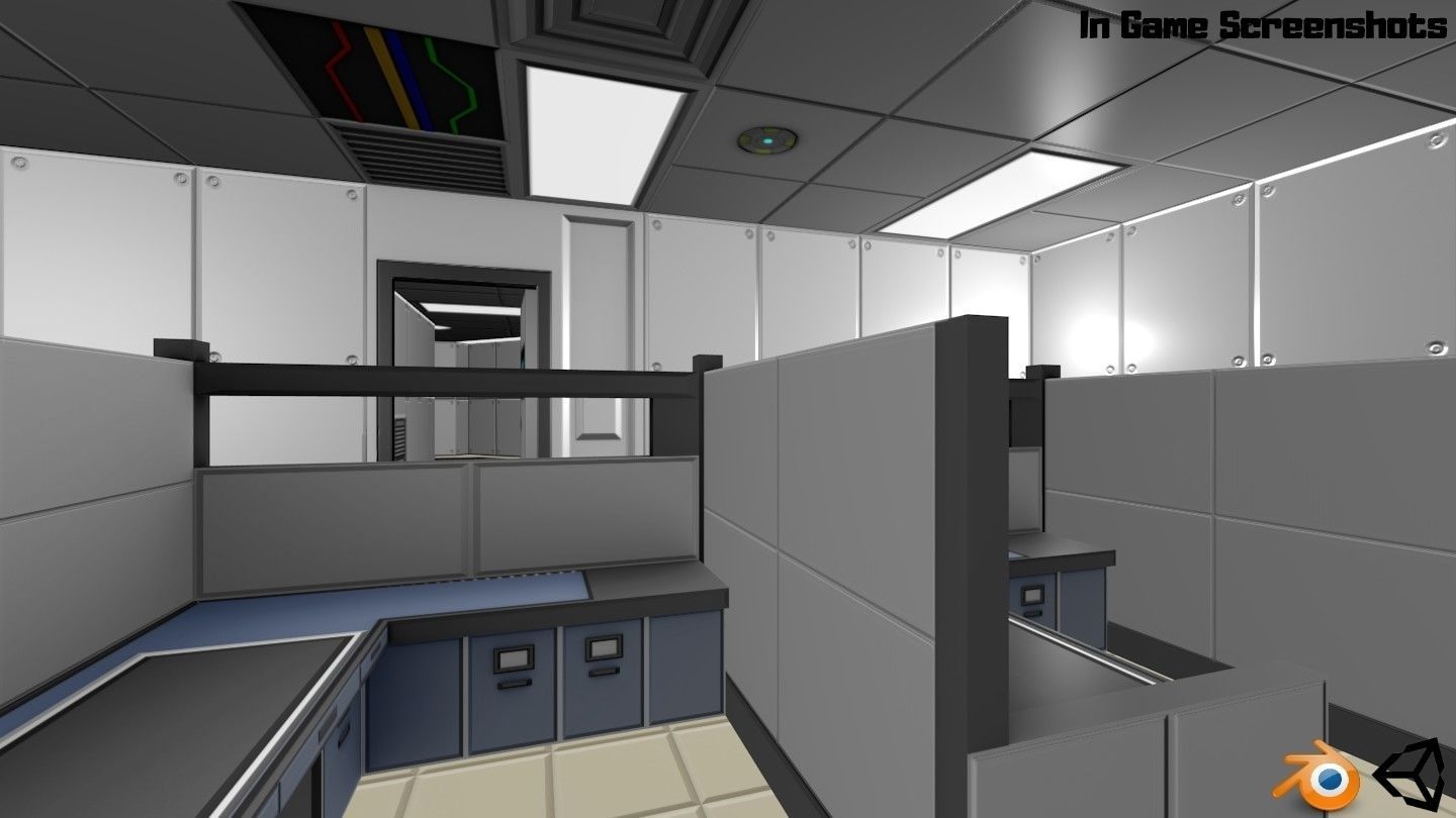 Low Poly Office Level Modular Kit Assets Value Pack Low-poly 3D model_1