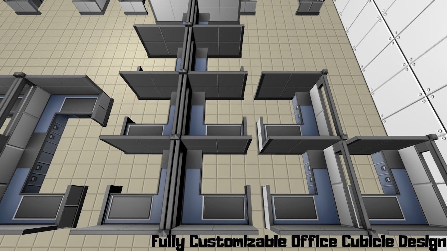 Low Poly Office Level Modular Kit Assets Value Pack Low-poly 3D model_10