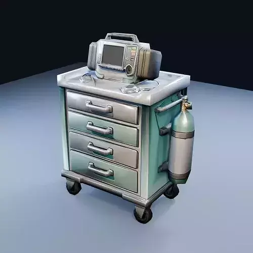 Emergency Crash Cart Low Poly PBR Game Asset