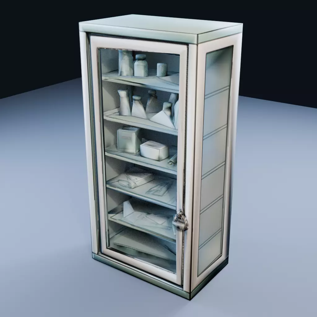 Glass Medicine Cabinet Low Poly PBR Game Asset Low-poly 3D model