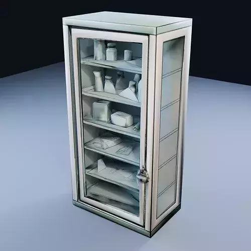 Glass Medicine Cabinet Low Poly PBR Game Asset