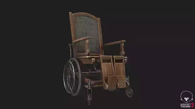 WheelChair wooden Low-poly 3D model