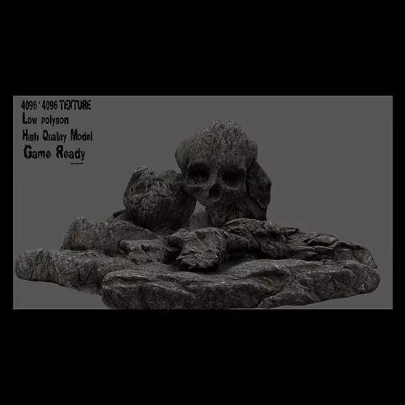 scull cave 20 Low-poly 3D model