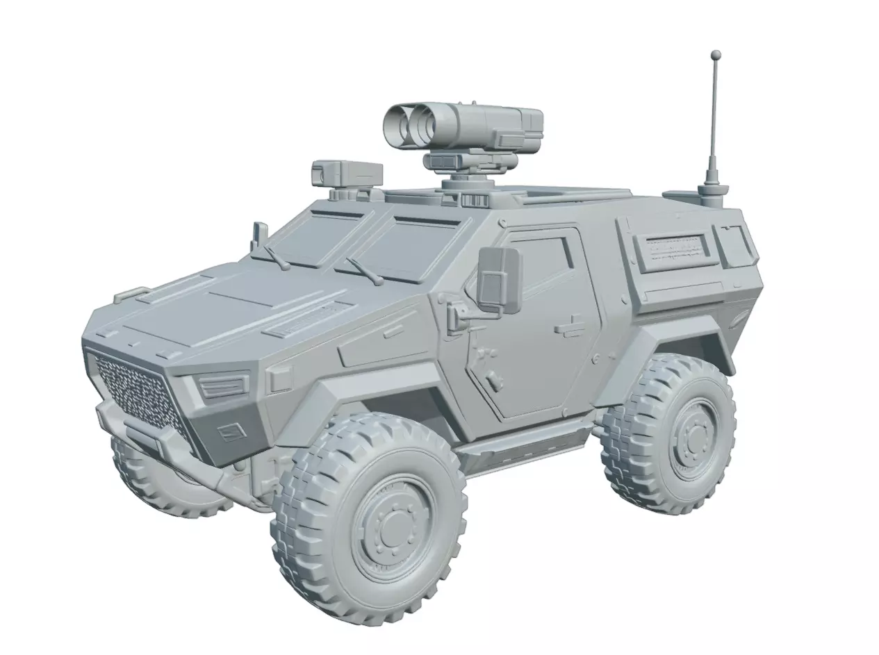 Tactical Military UGV with Optical Sensor Mast 3D print model