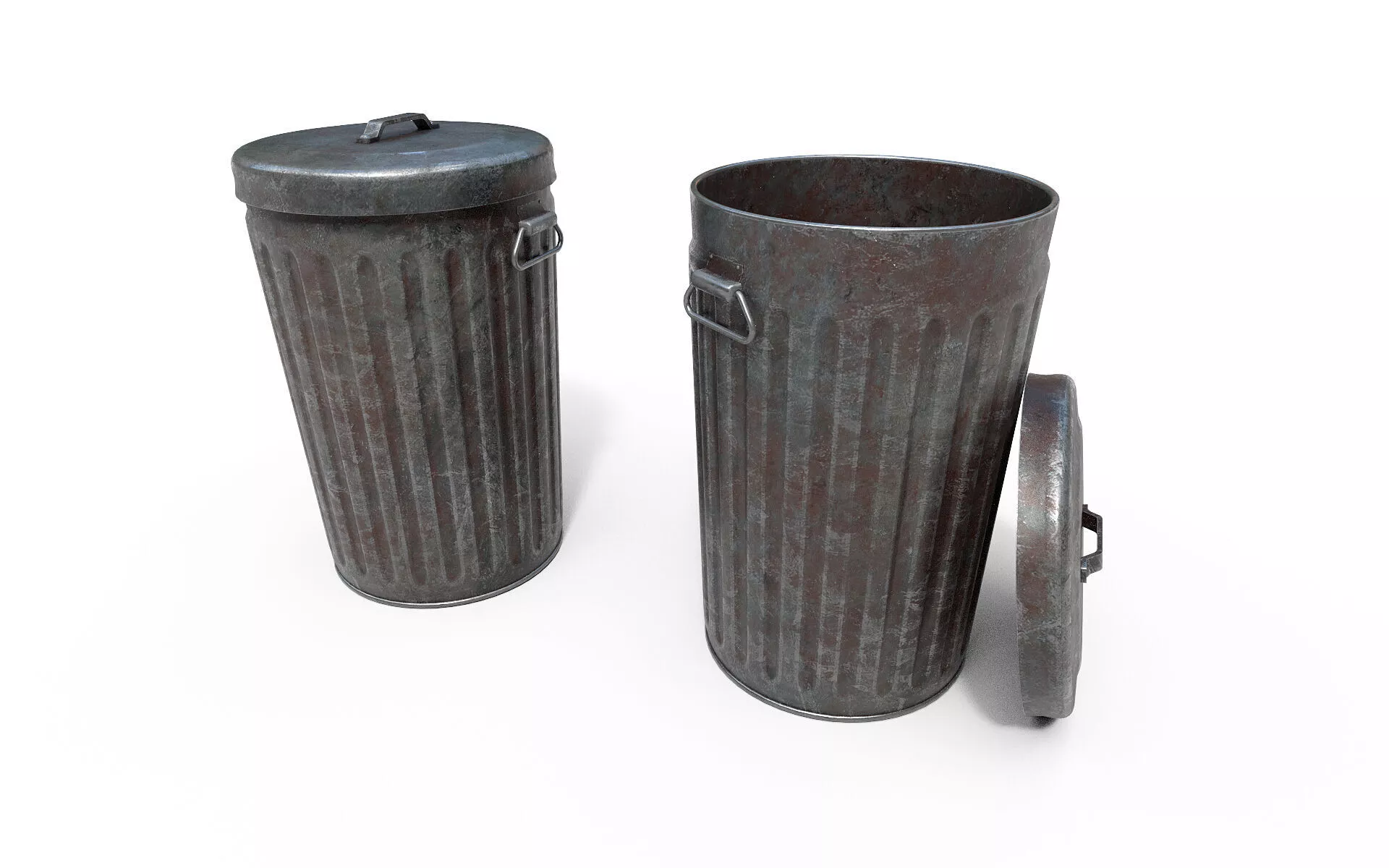 Steel Trash Can Low-poly 3D model