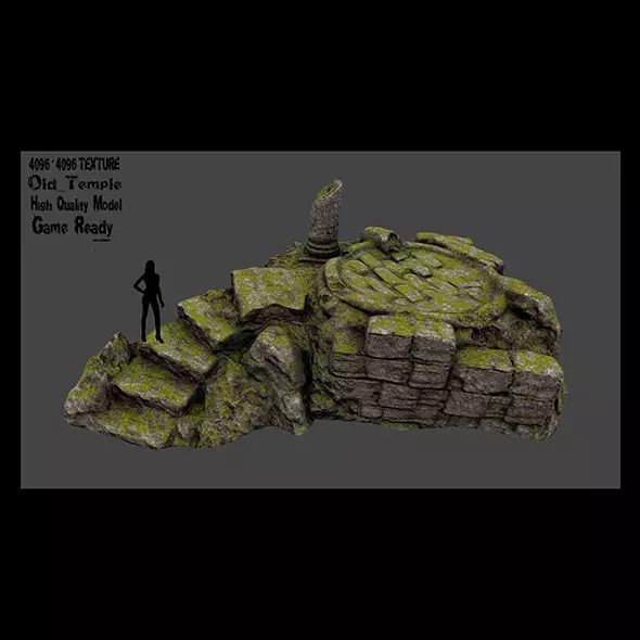 old temple Low-poly 3D model_0