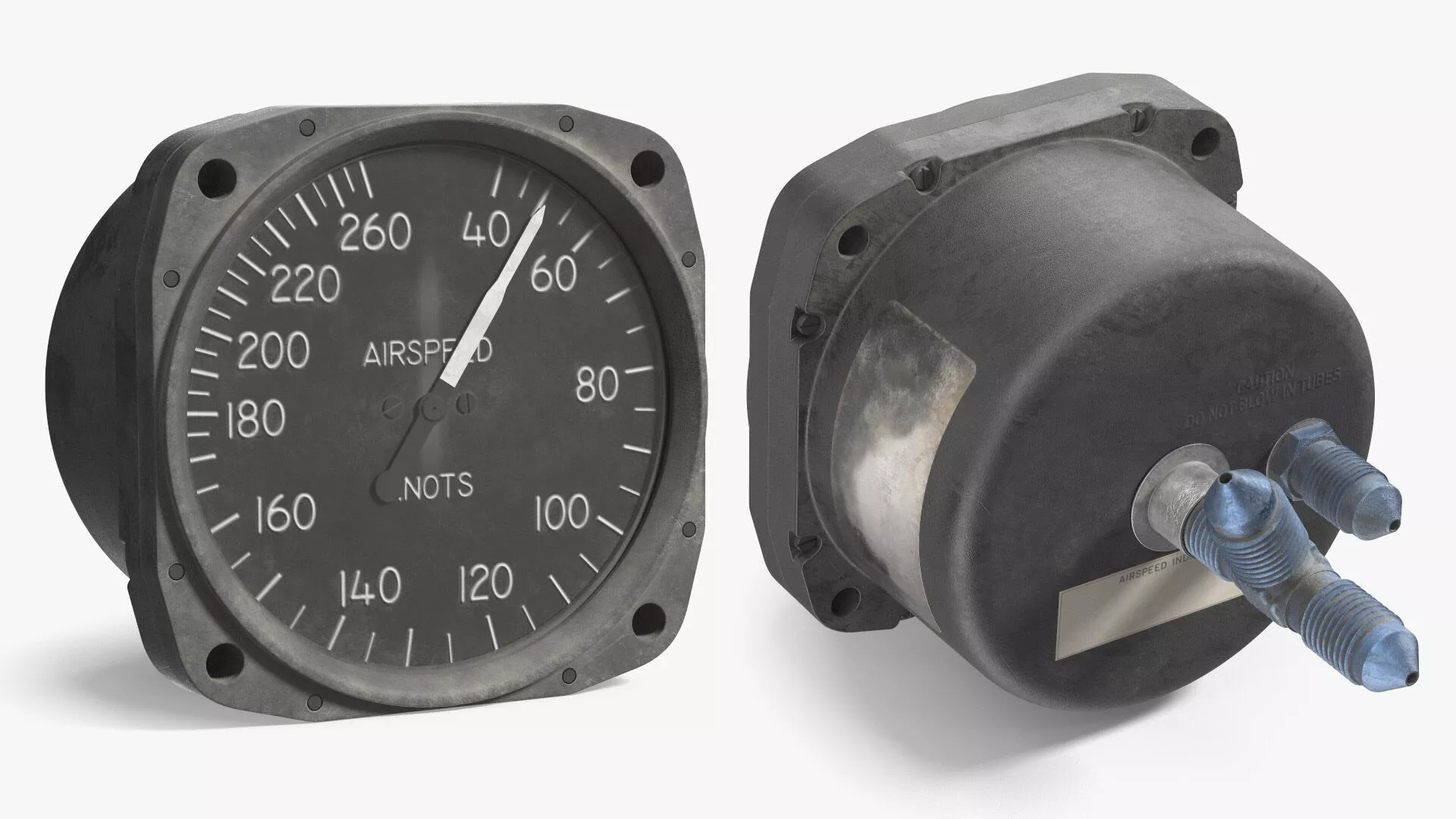 Analog Flight Speed Sensor Damaged Finish Used Rigged 3D model