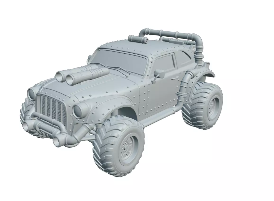 Heavy Dieselpunk Off-Road Vehicle for 3D Print 3D print model
