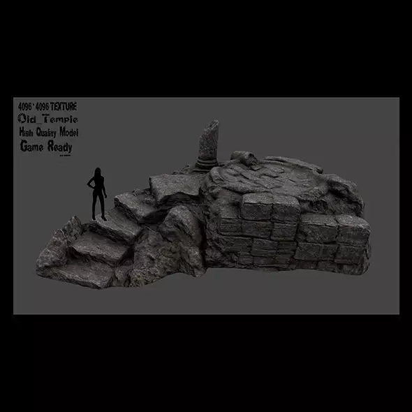 old temple Low-poly 3D model