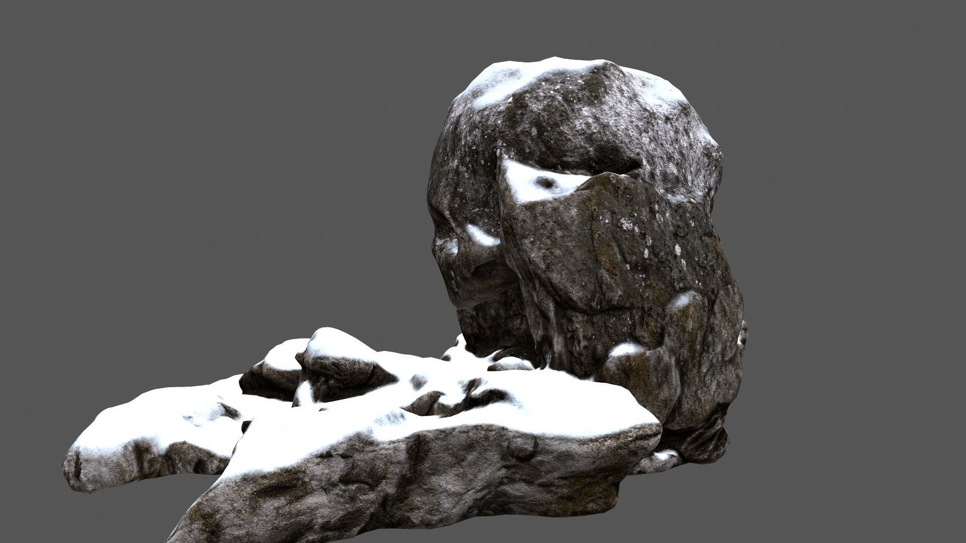 snow skull cave 1 Low-poly 3D model_9