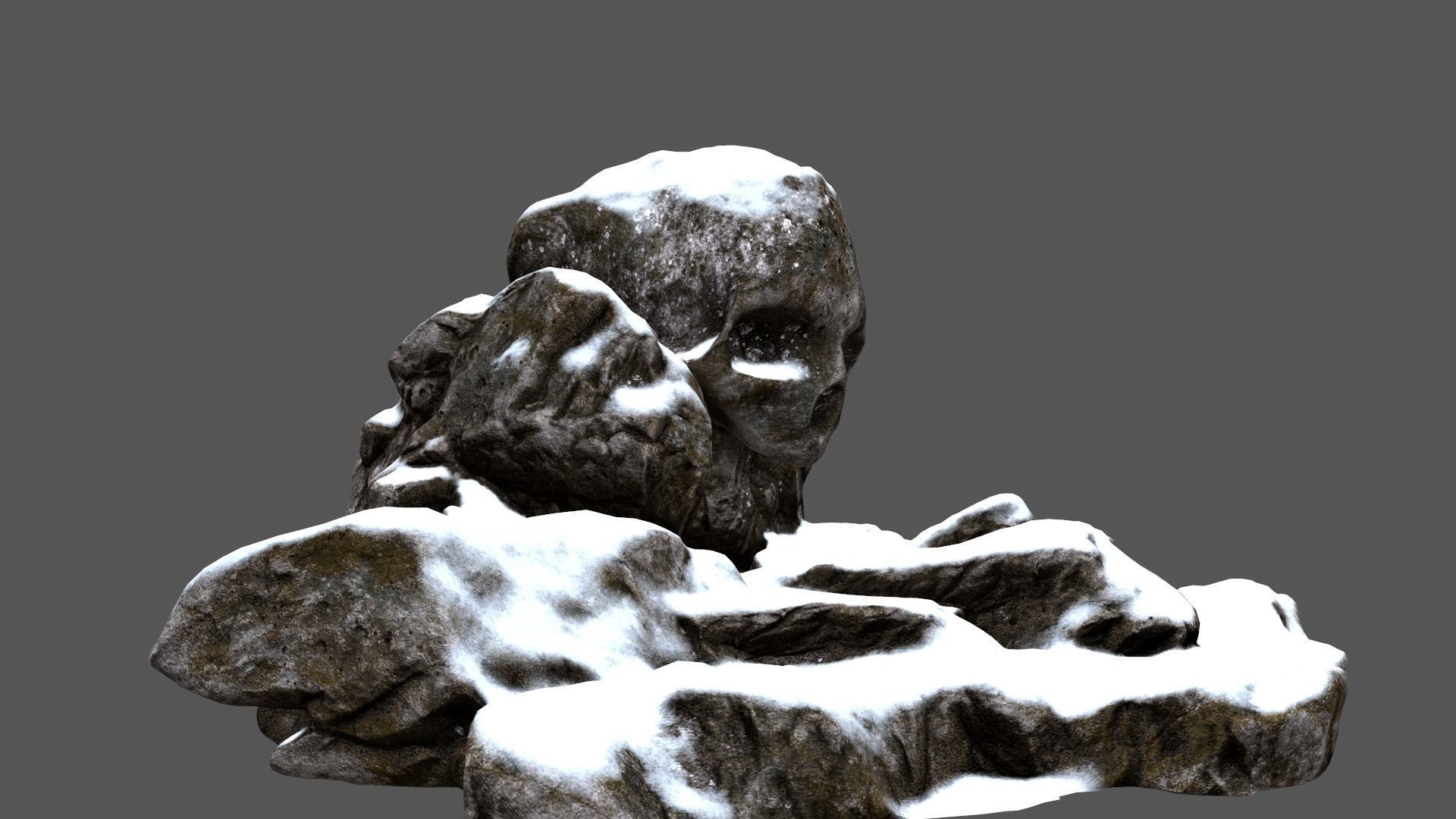 snow skull cave 1 Low-poly 3D model_3