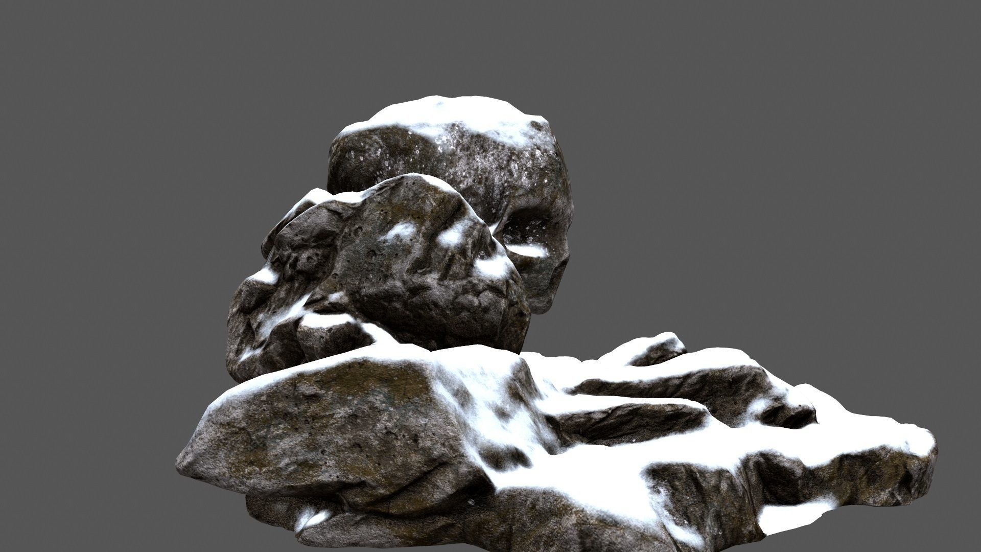 snow skull cave 1 Low-poly 3D model_4