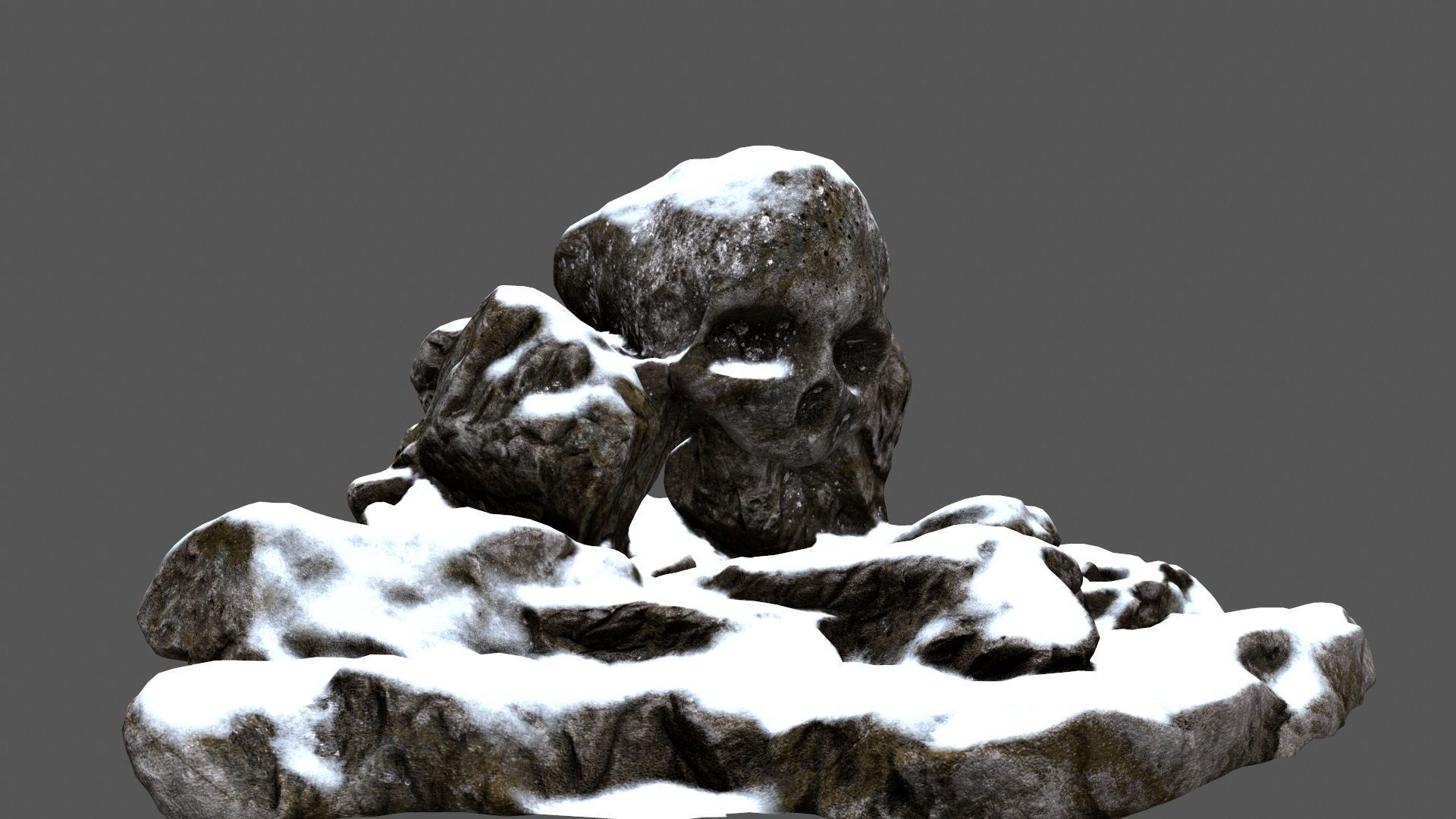 snow skull cave 1 Low-poly 3D model_2