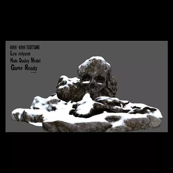 snow skull cave 1 Low-poly 3D model_0