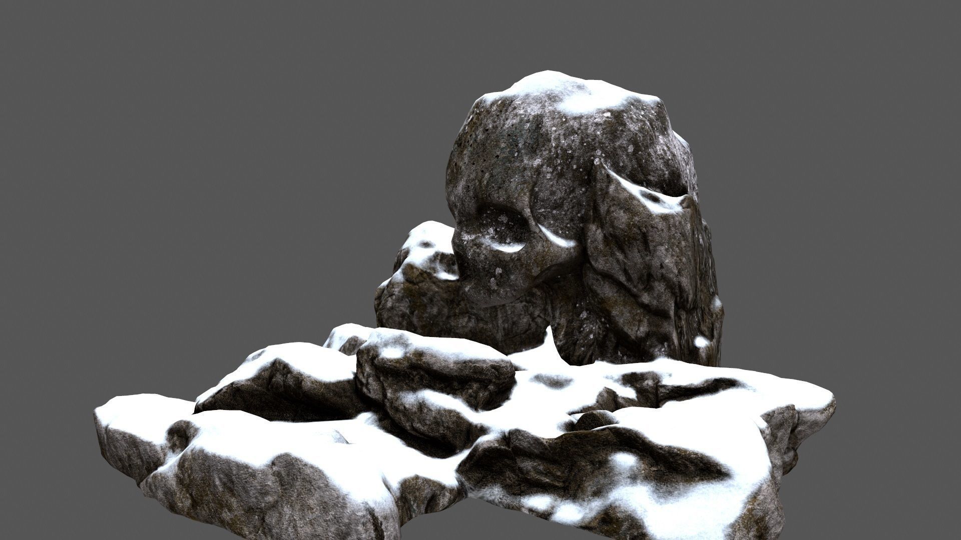 snow skull cave 1 Low-poly 3D model_12