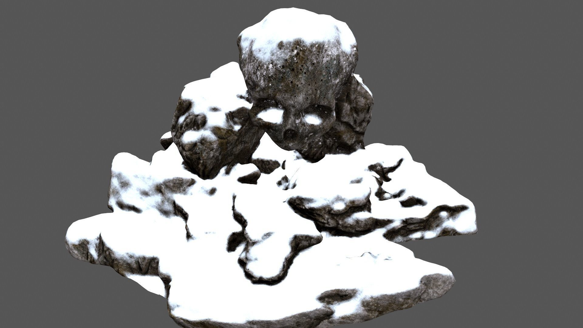 snow skull cave 1 Low-poly 3D model_11