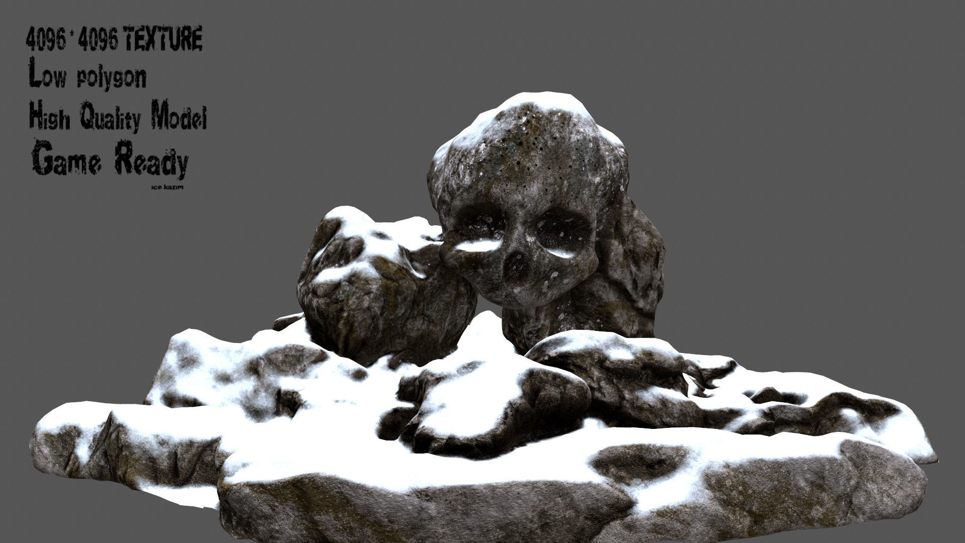 snow skull cave 1 Low-poly 3D model_1