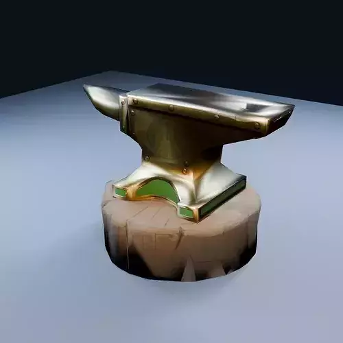 Blank Brass Anvil Low Poly PBR Game Asset