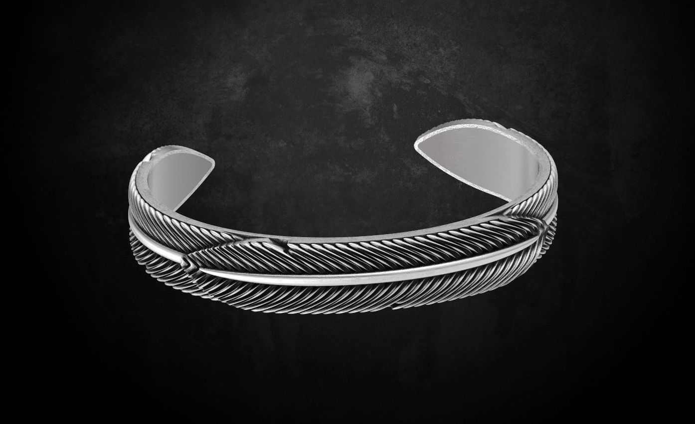 Eagle feather bracelet 55 3D print model_7