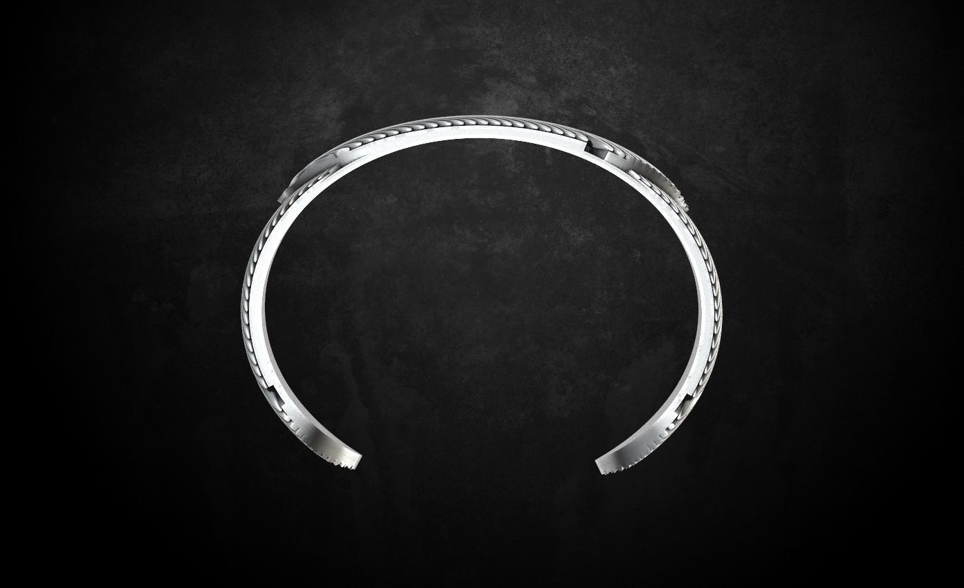 Eagle feather bracelet 55 3D print model_3