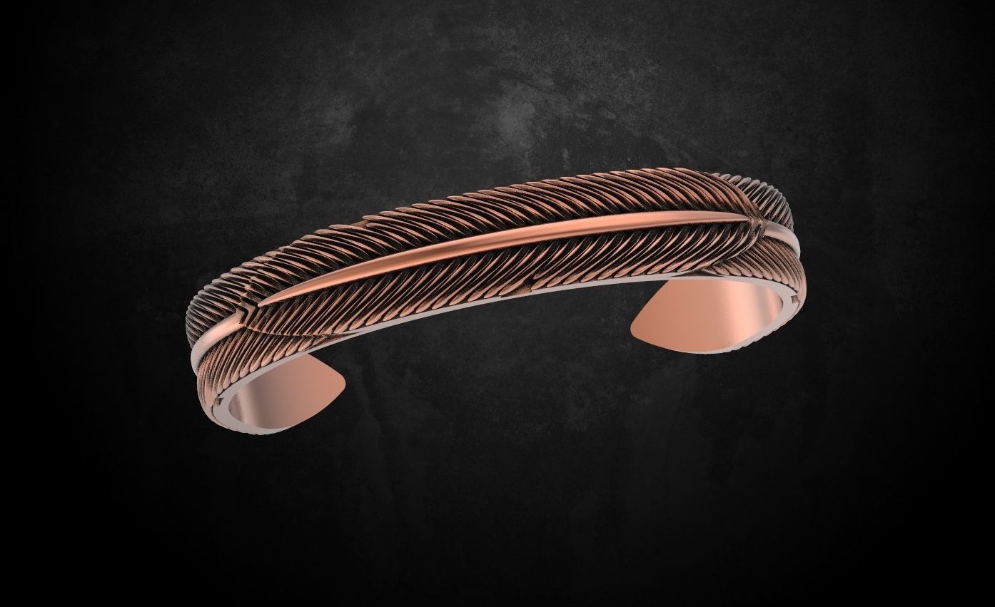 Eagle feather bracelet 55 3D print model_10