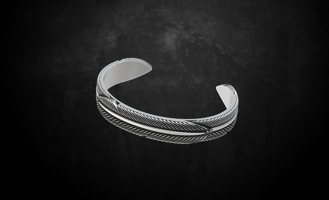Eagle feather bracelet 55 3D print model_8