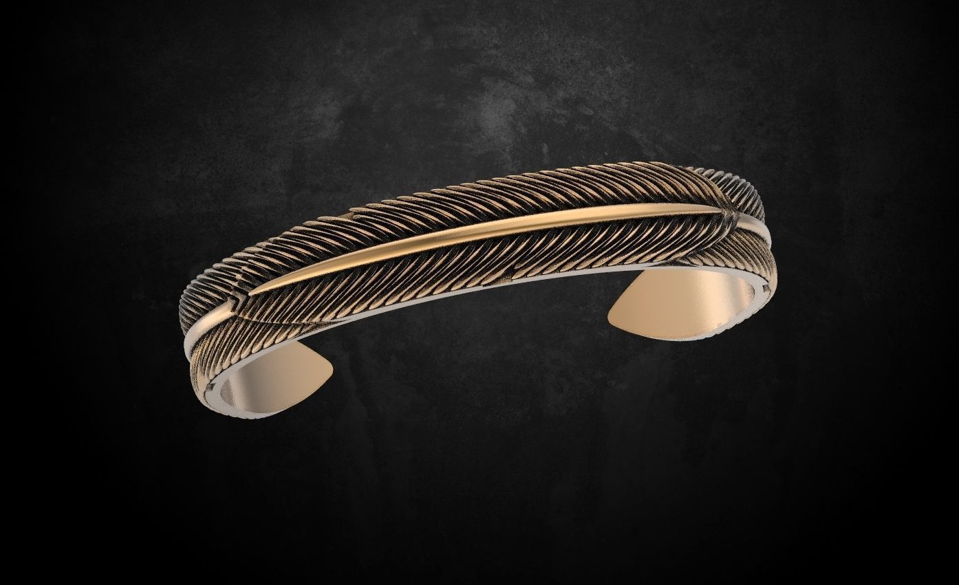 Eagle feather bracelet 55 3D print model_9