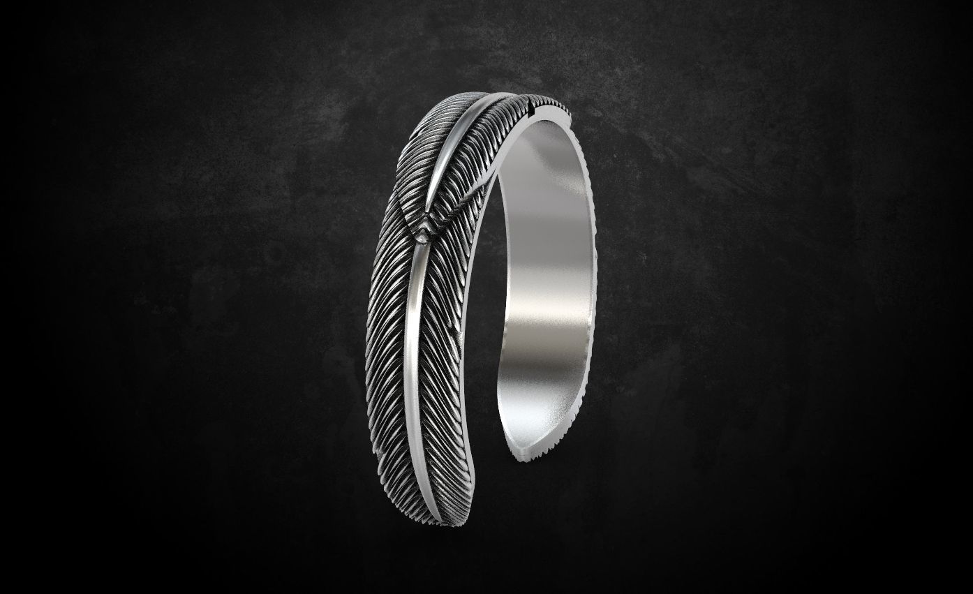 Eagle feather bracelet 55 3D print model_4