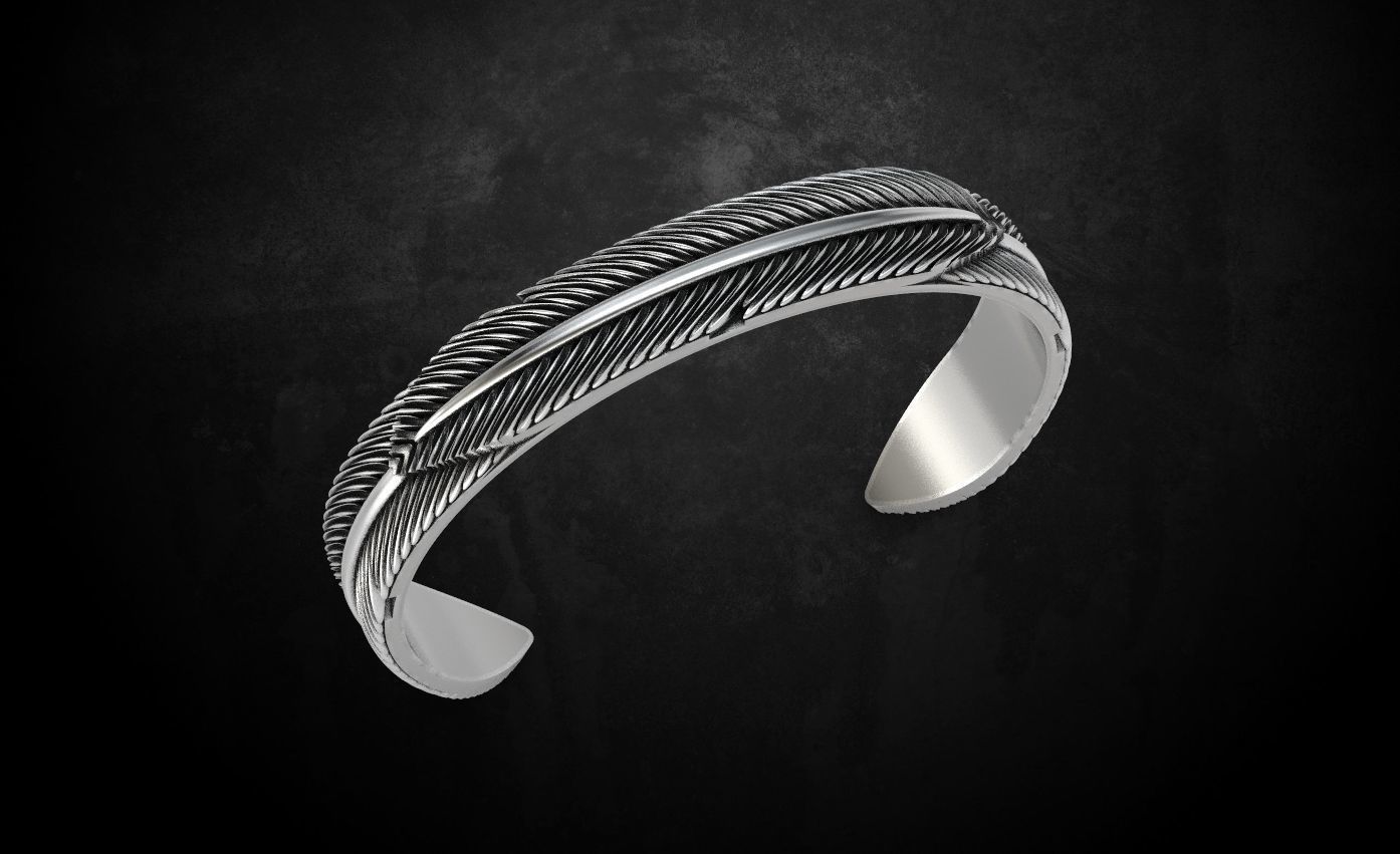 Eagle feather bracelet 55 3D print model_5