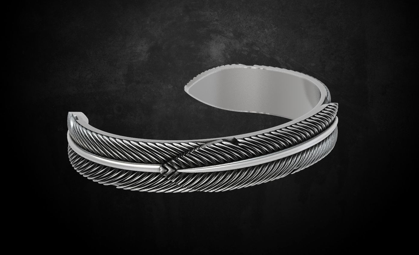 Eagle feather bracelet 55 3D print model_6