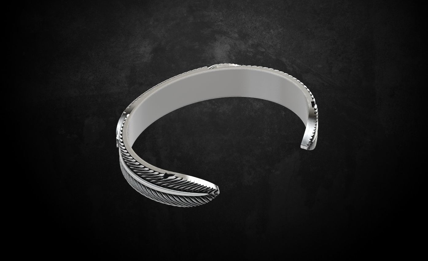 Eagle feather bracelet 55 3D print model_2