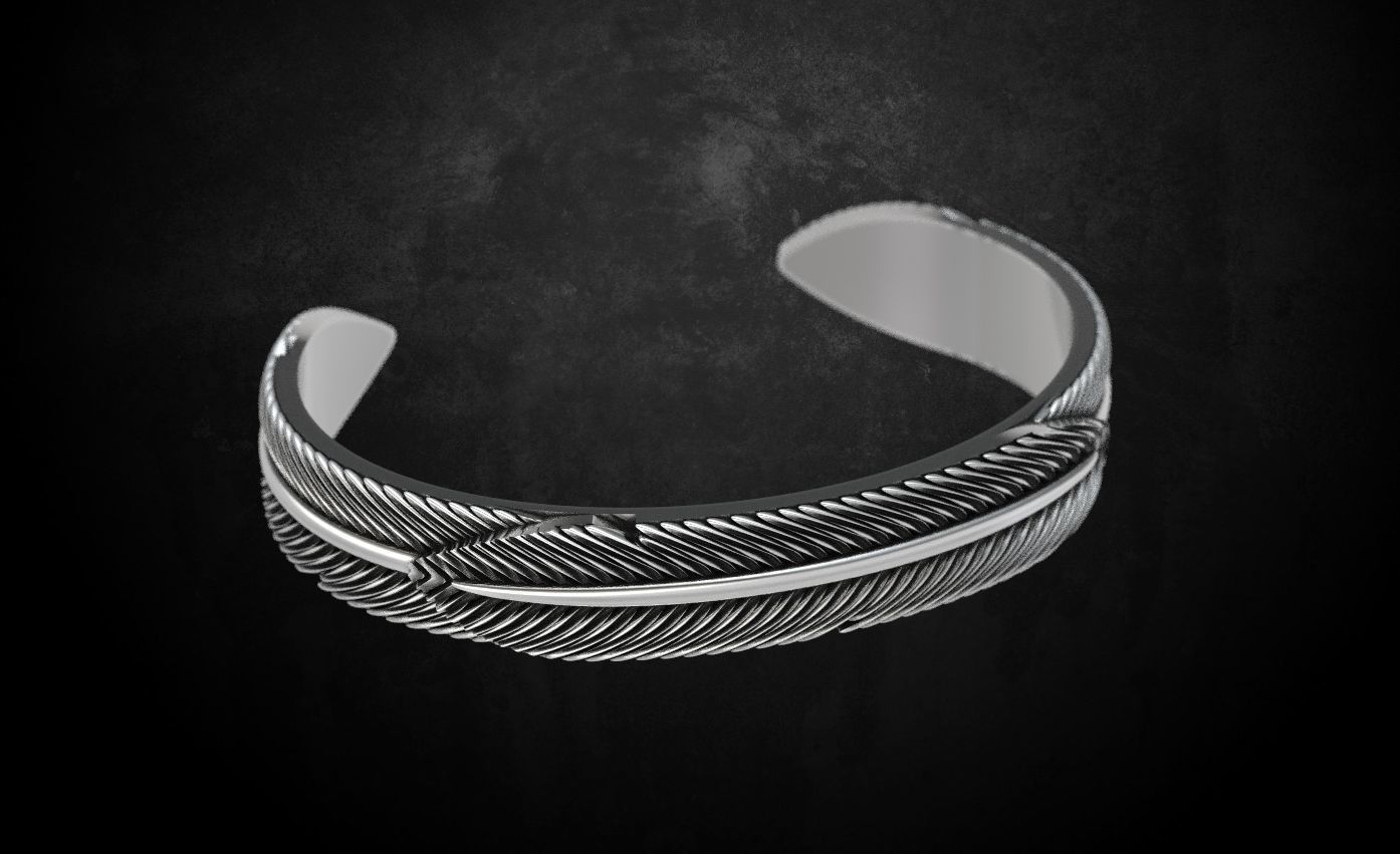 Eagle feather bracelet 55 3D print model_1