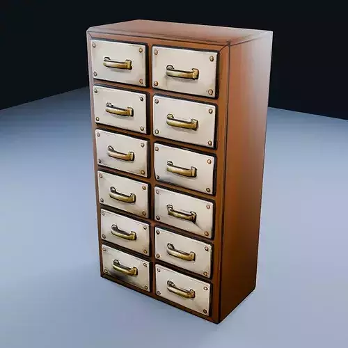 Cabinet of Drawers Low Poly PBR Game Asset