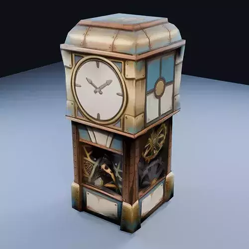 Giant Clock Tower Low Poly PBR Game Asset