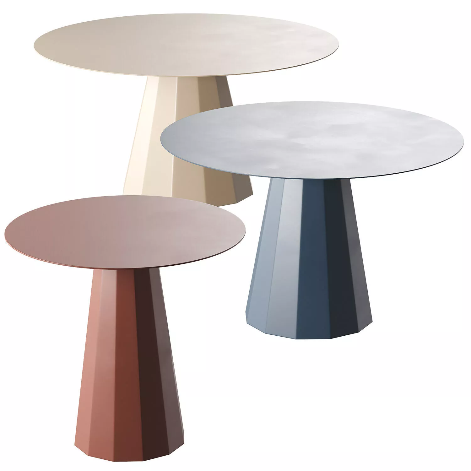 Modern Round Faceted Metal Dining Tables Set Ankara Style 3D model
