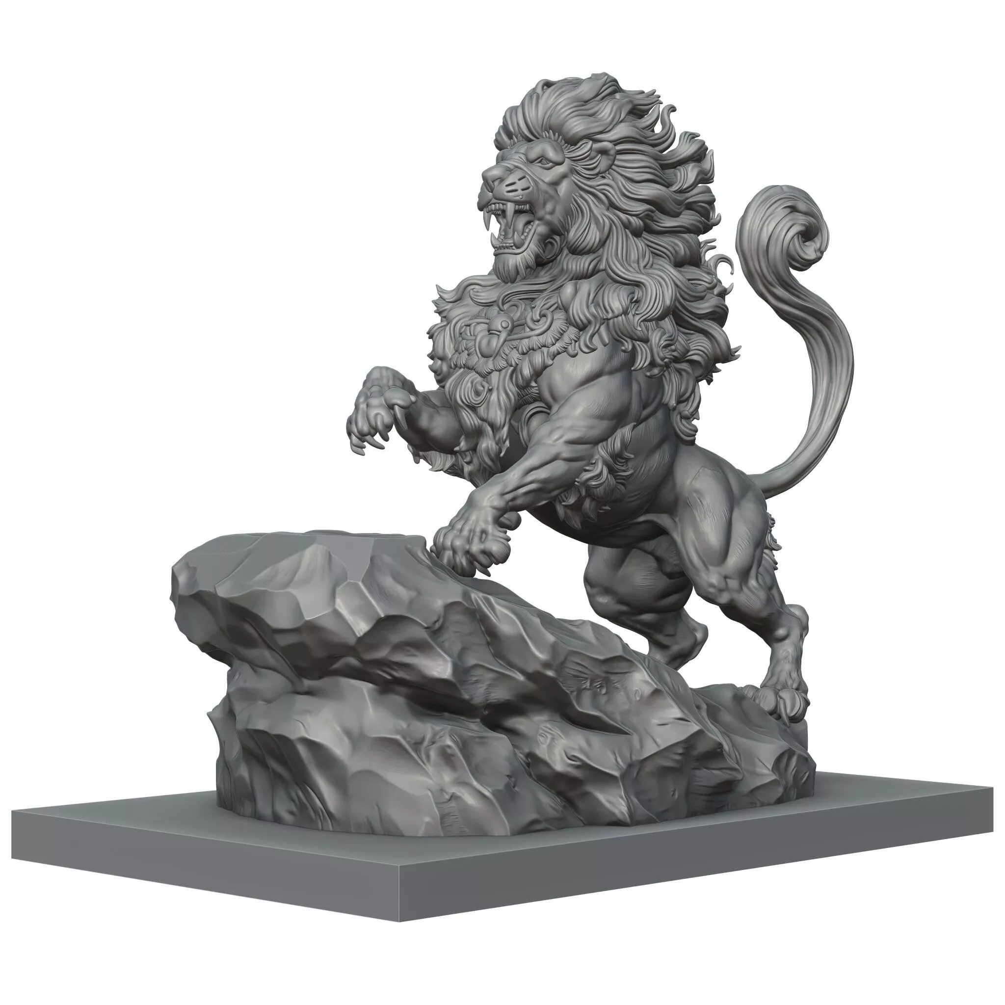Stormmane Sovereign Majestic Roaring Lion Sculpture STL 3D print model
