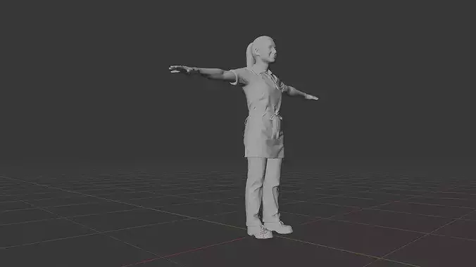 Female Restaurant Worker Character Cafe Staff Game Ready Low-poly 3D model 6